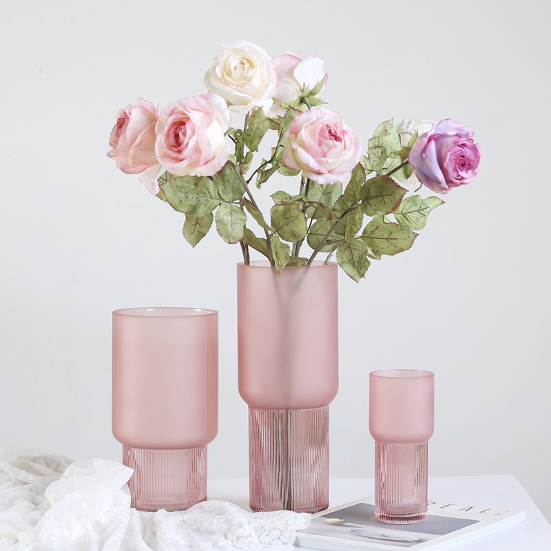 Pink Glass Vase Transparent Modern And Minimalist Nordic Style Decoration