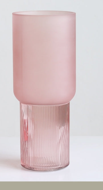 Pink Glass Vase Transparent Modern And Minimalist Nordic Style Decoration