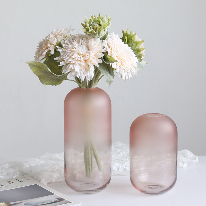 Pink Glass Vase Transparent Modern And Minimalist Nordic Style Decoration