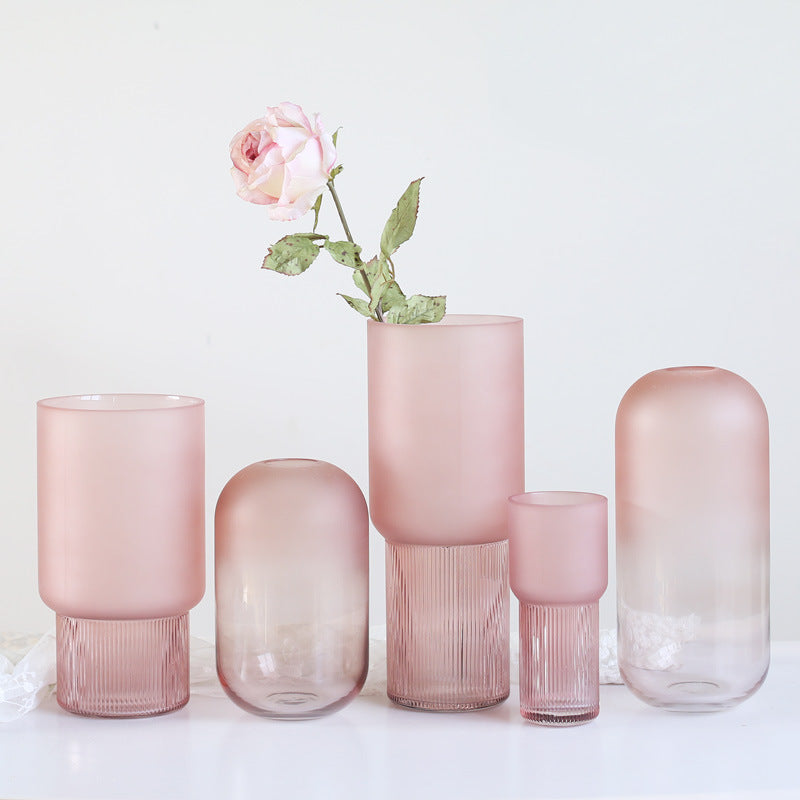 Pink Glass Vase Transparent Modern And Minimalist Nordic Style Decoration