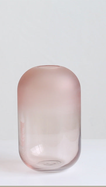 Pink Glass Vase Transparent Modern And Minimalist Nordic Style Decoration