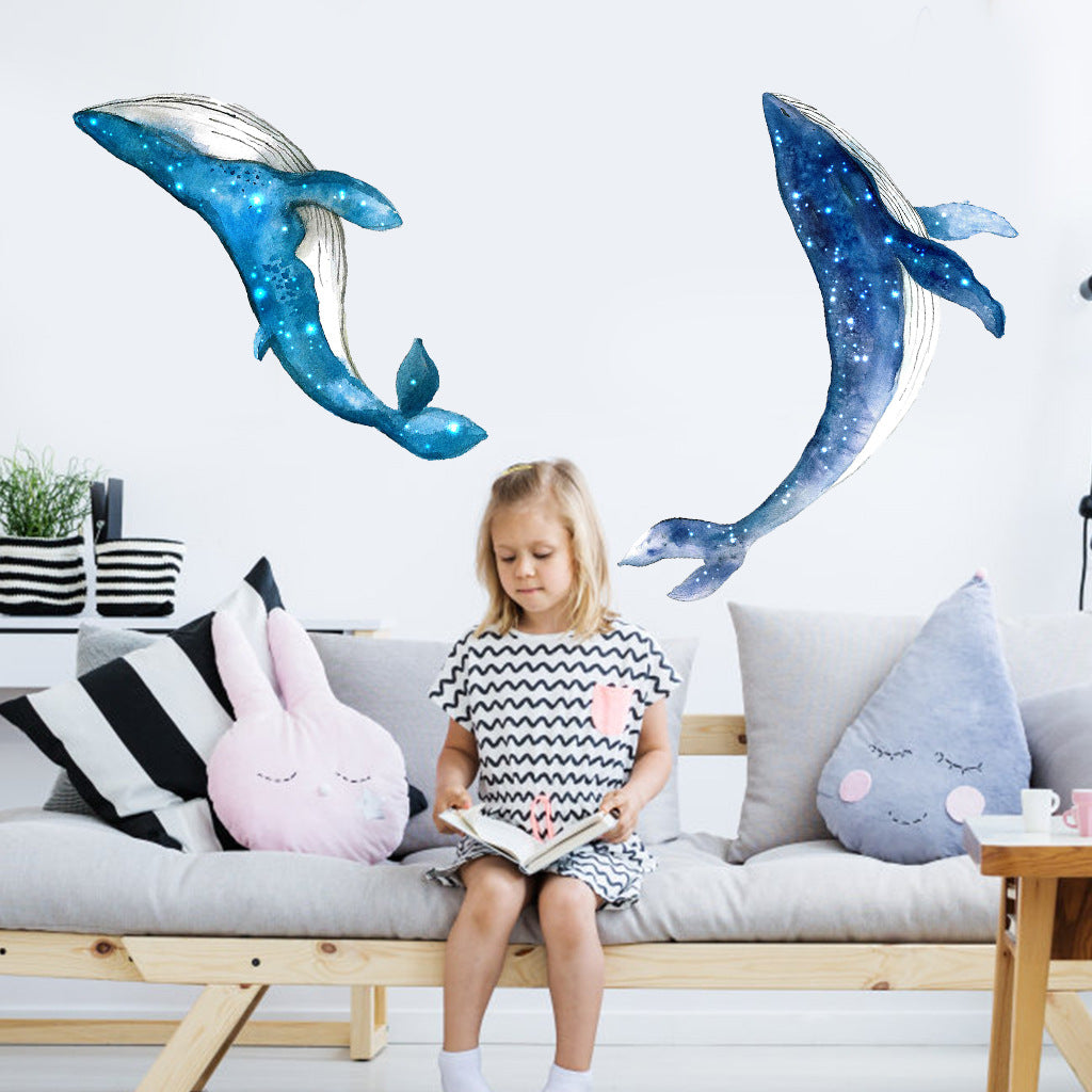 Starry Whale Sticker Children's Room Starry Whale Sea Animal Wall Sticker