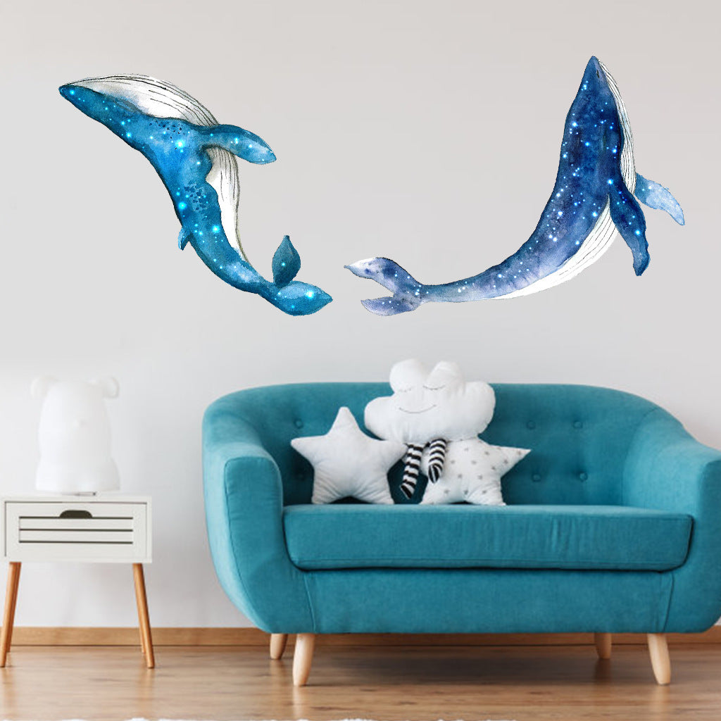 Starry Whale Sticker Children's Room Starry Whale Sea Animal Wall Sticker