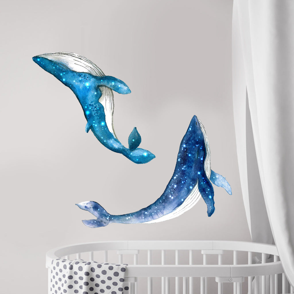 Starry Whale Sticker Children's Room Starry Whale Sea Animal Wall Sticker